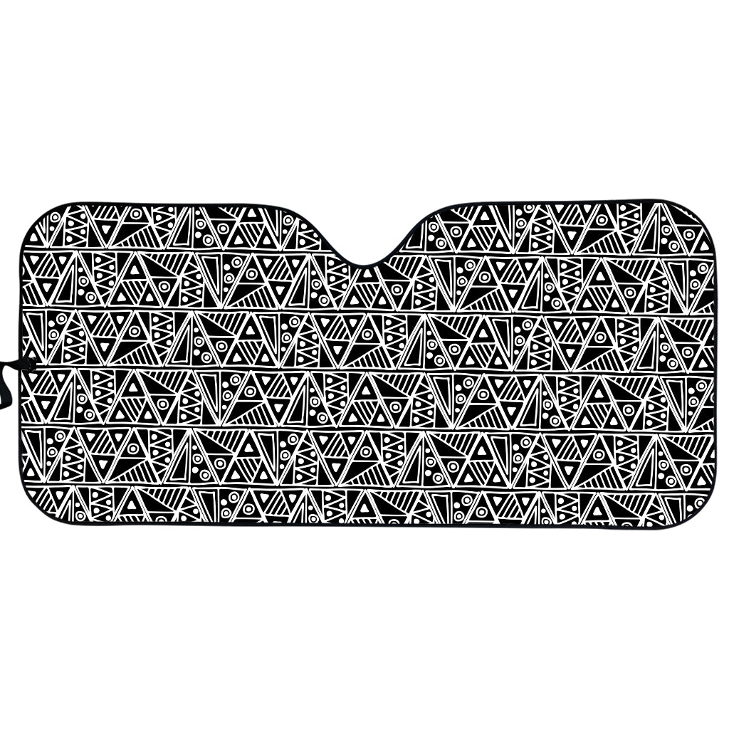 Black And White African Ethnic Print Car Sun Shade
