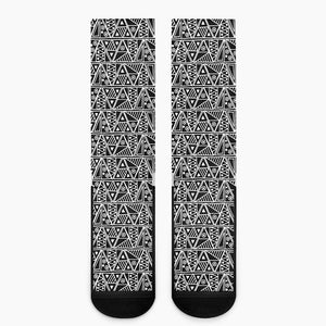 Black And White African Ethnic Print Crew Socks