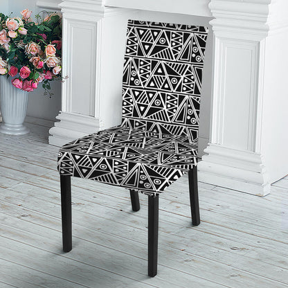 Black And White African Ethnic Print Dining Chair Slipcover
