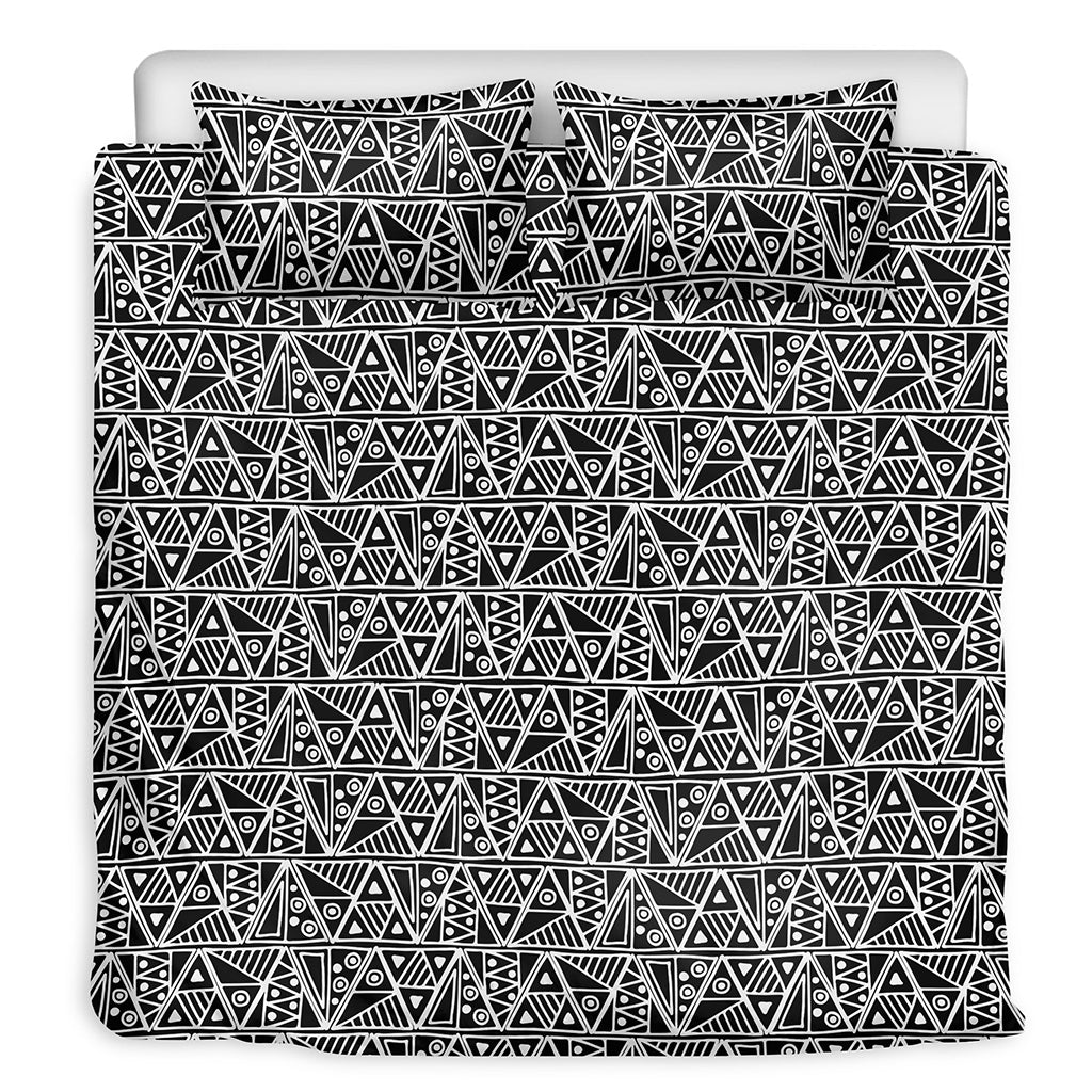 Black And White African Ethnic Print Duvet Cover Bedding Set