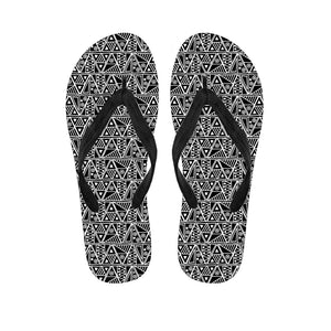 Black And White African Ethnic Print Flip Flops