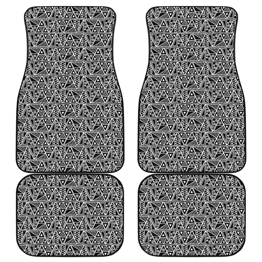 Black And White African Ethnic Print Front and Back Car Floor Mats