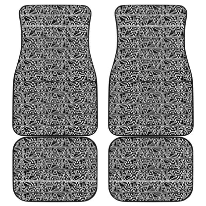 Black And White African Ethnic Print Front and Back Car Floor Mats