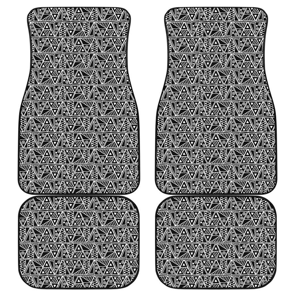 Black And White African Ethnic Print Front and Back Car Floor Mats