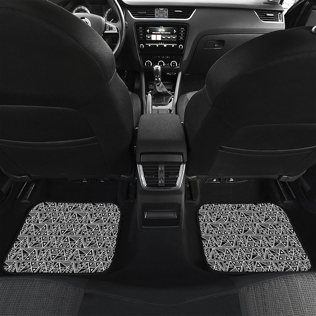 Black And White African Ethnic Print Front and Back Car Floor Mats