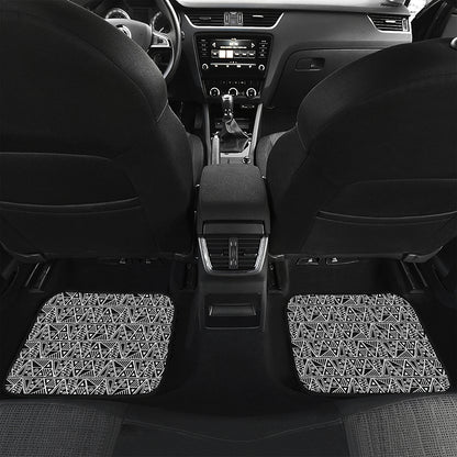 Black And White African Ethnic Print Front and Back Car Floor Mats