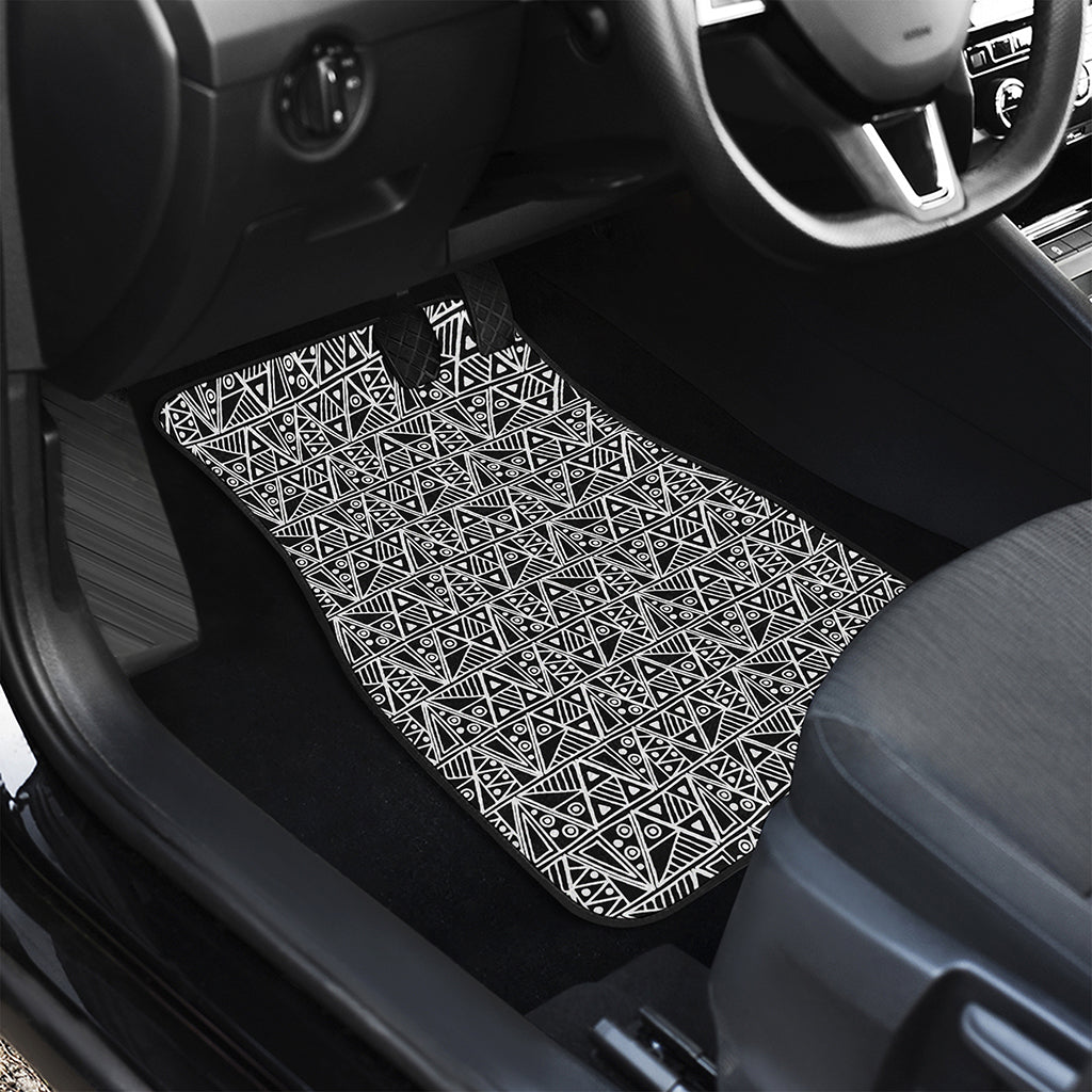 Black And White African Ethnic Print Front and Back Car Floor Mats