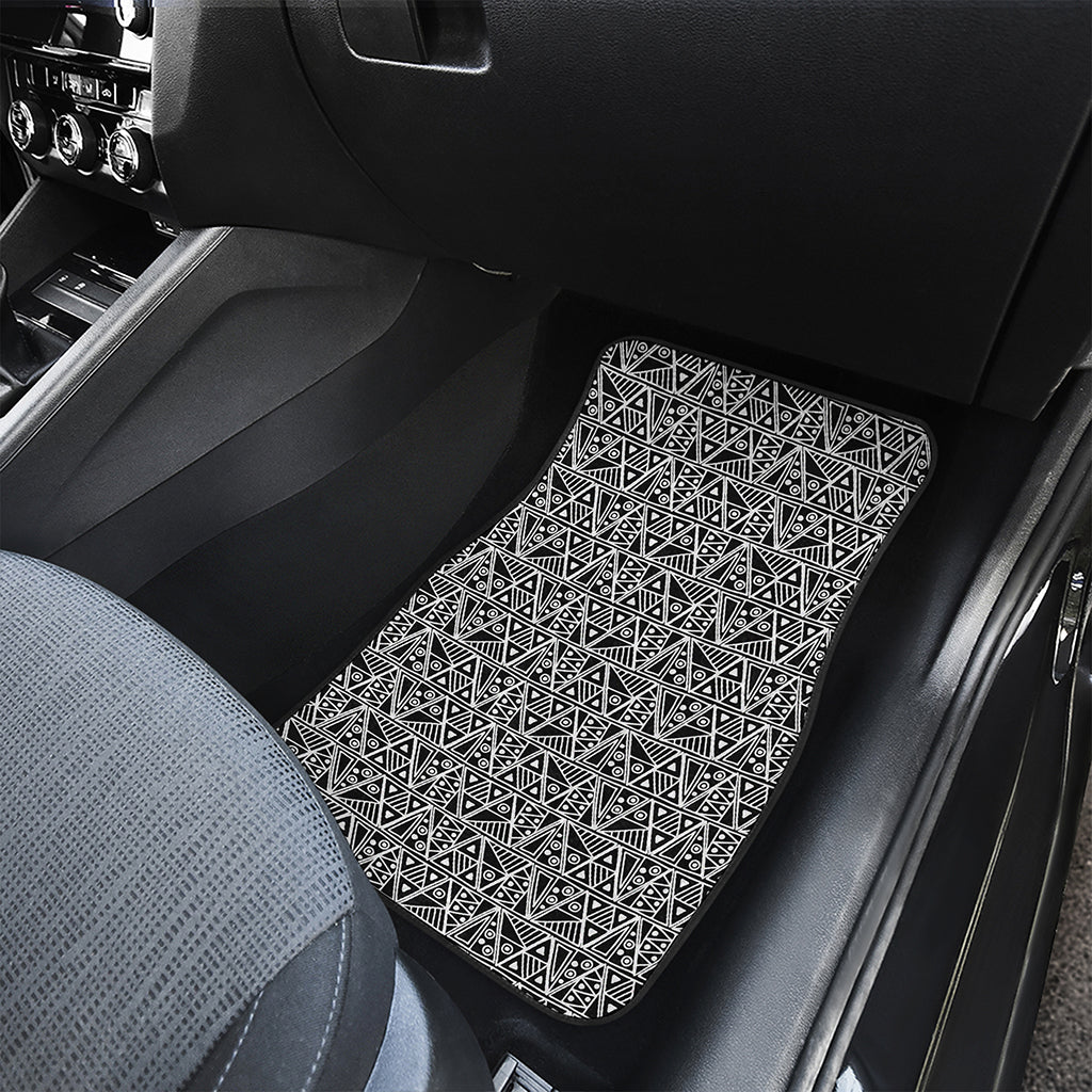 Black And White African Ethnic Print Front and Back Car Floor Mats