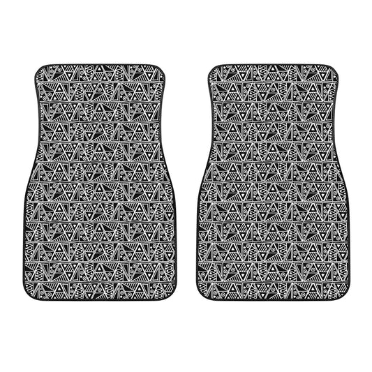 Black And White African Ethnic Print Front Car Floor Mats