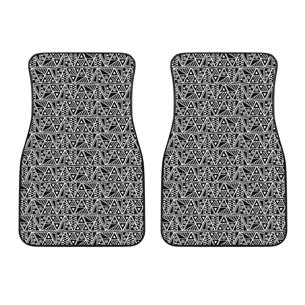 Black And White African Ethnic Print Front Car Floor Mats