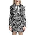 Black And White African Ethnic Print Pullover Hoodie Dress