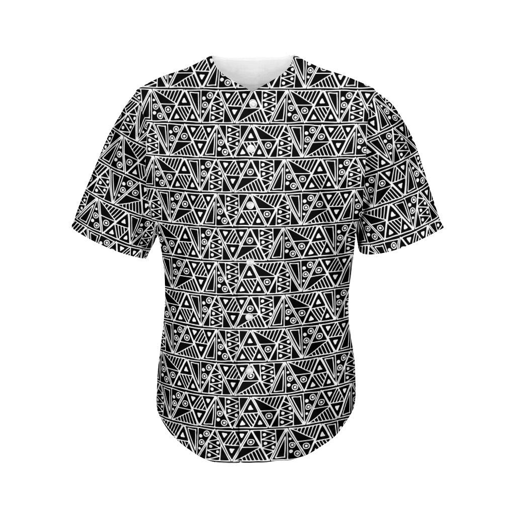 Black And White African Ethnic Print Men's Baseball Jersey