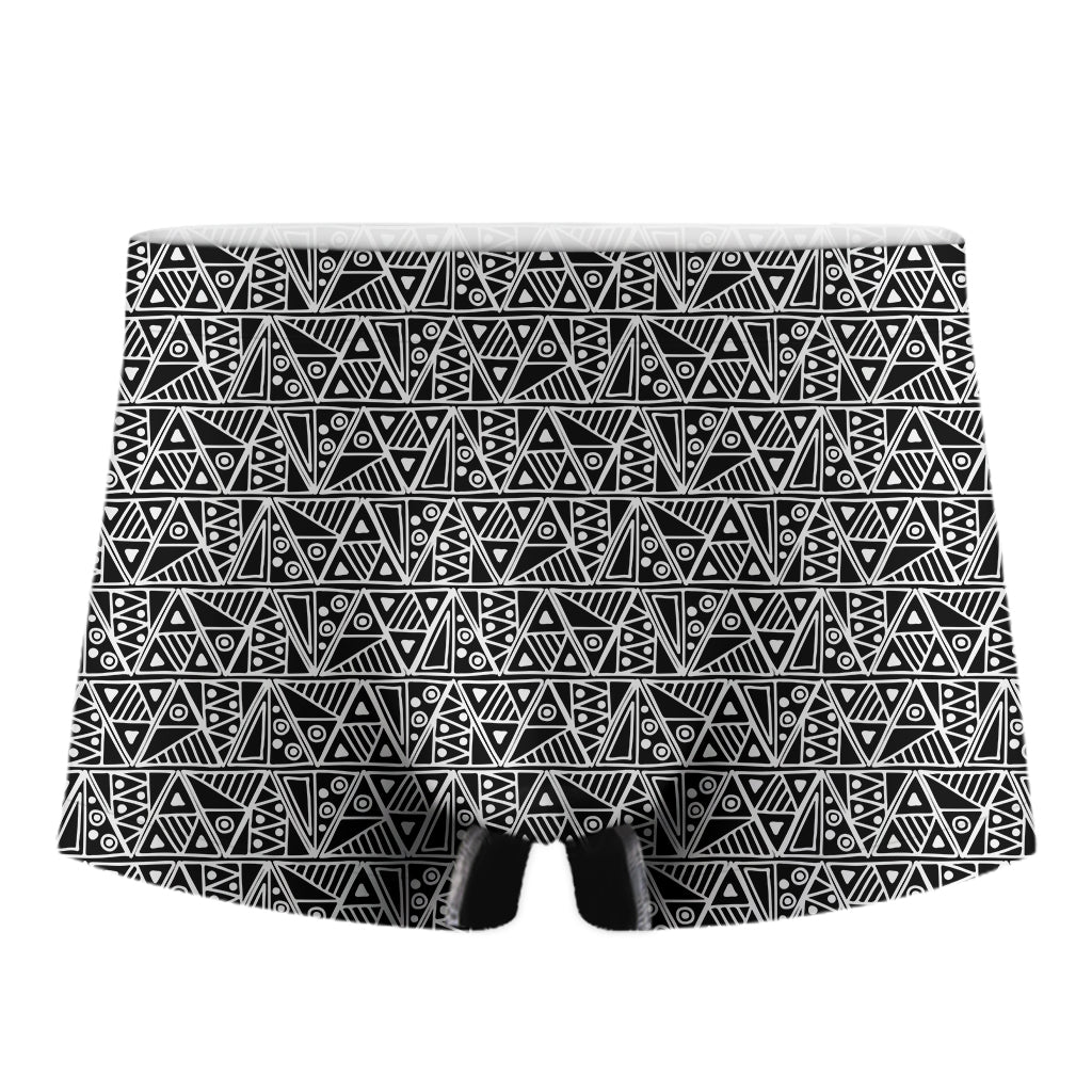 Black And White African Ethnic Print Men's Boxer Briefs