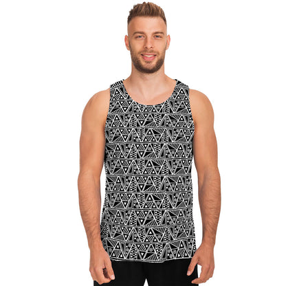 Black And White African Ethnic Print Men's Tank Top