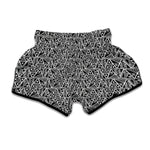 Black And White African Ethnic Print Muay Thai Boxing Shorts