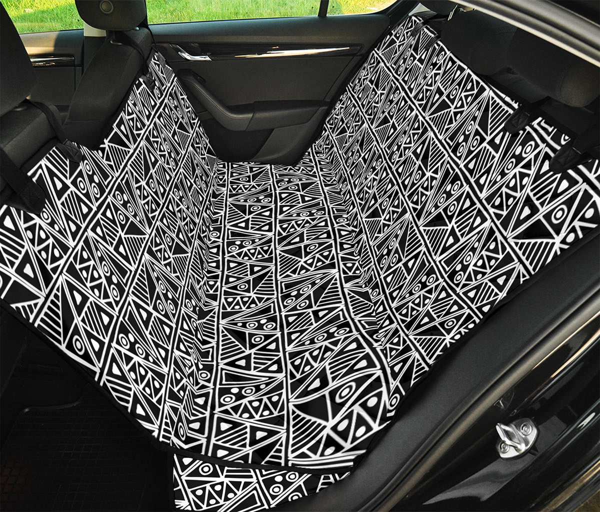 Black And White African Ethnic Print Pet Car Back Seat Cover