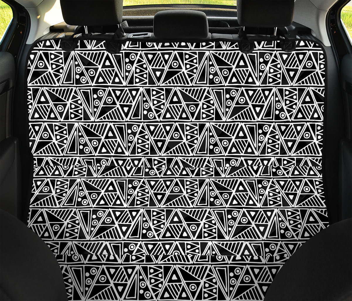 Black And White African Ethnic Print Pet Car Back Seat Cover