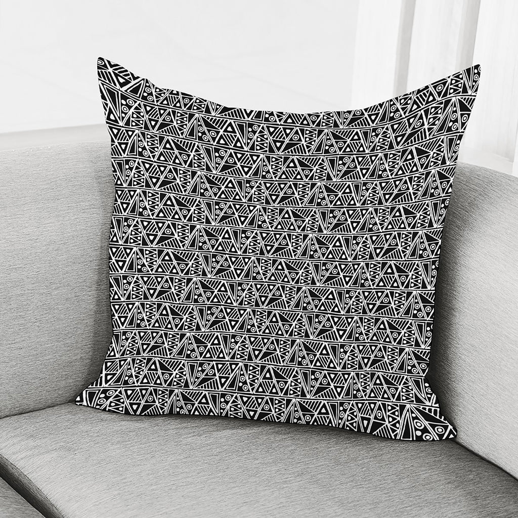Black And White African Ethnic Print Pillow Cover