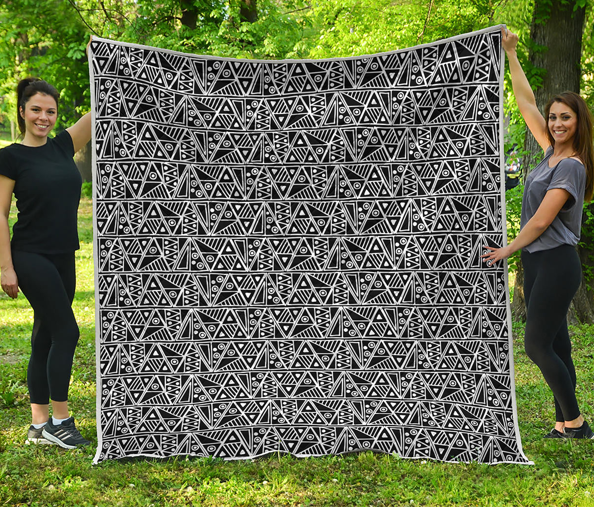 Black And White African Ethnic Print Quilt