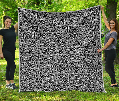 Black And White African Ethnic Print Quilt