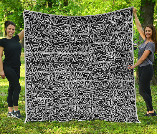 Black And White African Ethnic Print Quilt