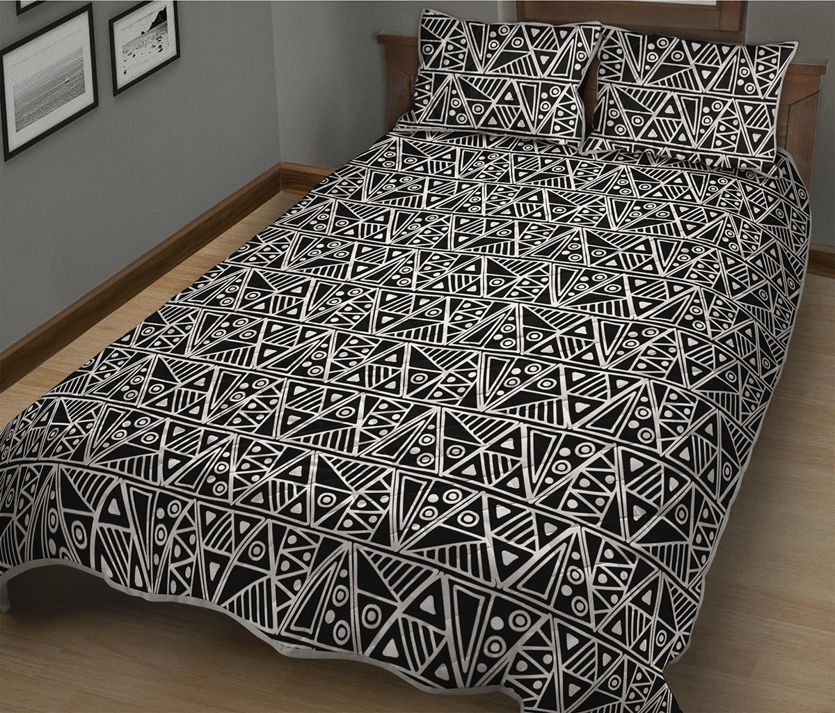Black And White African Ethnic Print Quilt Bed Set