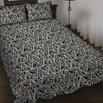 Black And White African Ethnic Print Quilt Bed Set