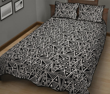 Black And White African Ethnic Print Quilt Bed Set