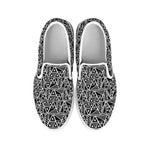 Black And White African Ethnic Print White Slip On Shoes