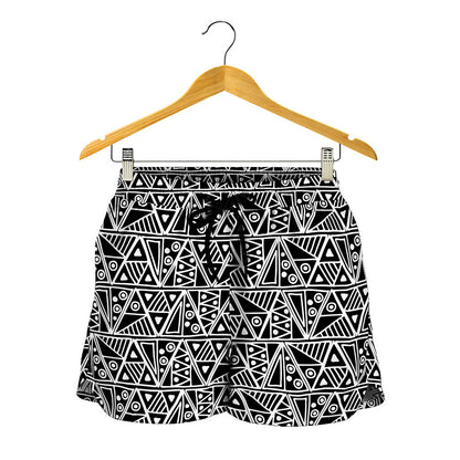 Black And White African Ethnic Print Women's Shorts