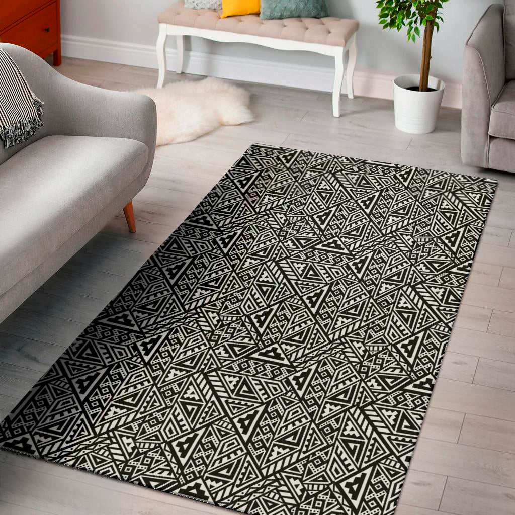 Black And White African Inspired Print Area Rug