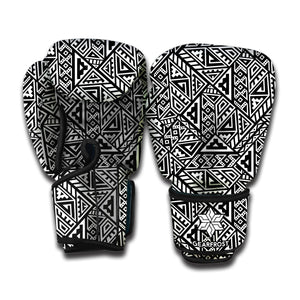 Black And White African Inspired Print Boxing Gloves