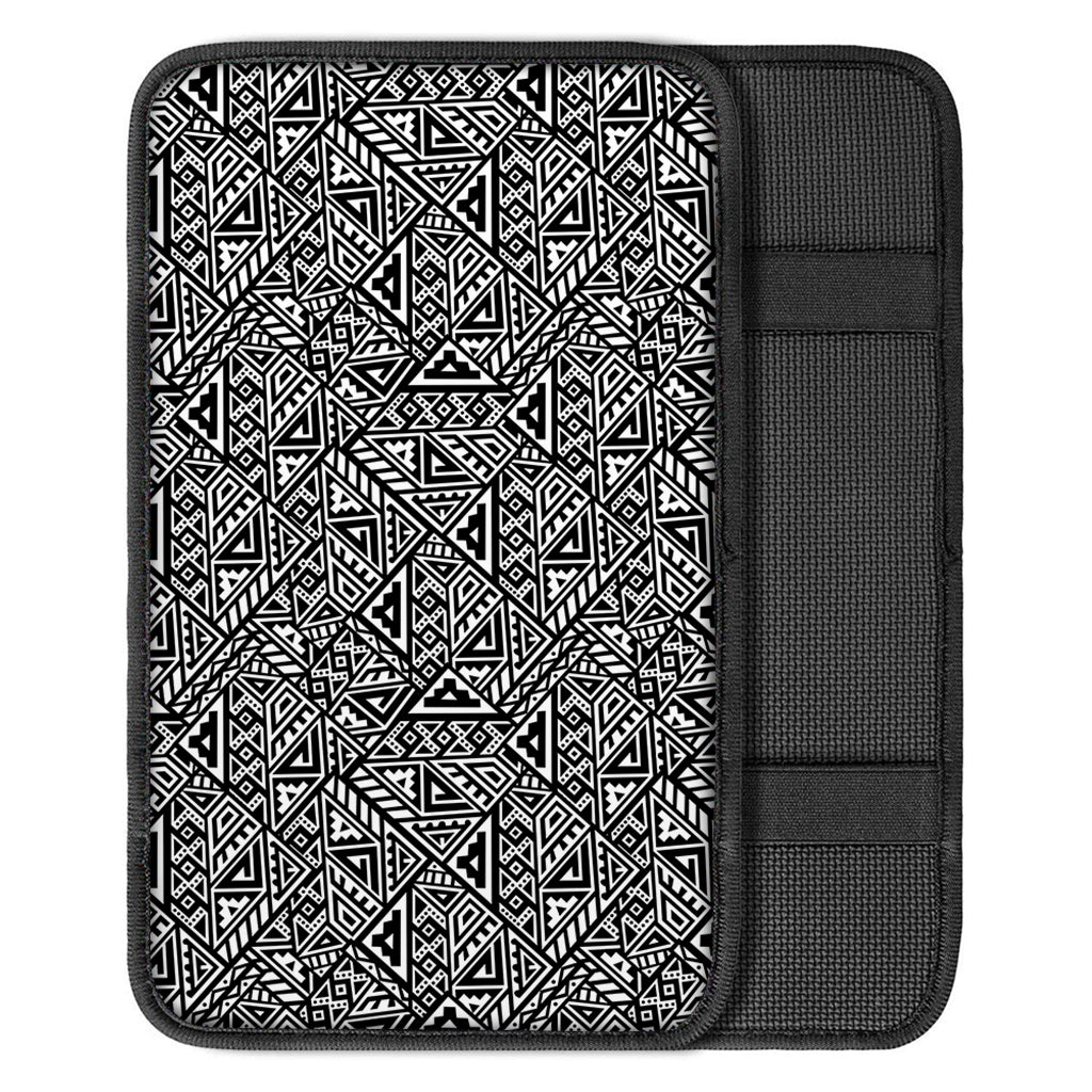 Black And White African Inspired Print Car Center Console Cover