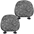 Black And White African Inspired Print Car Headrest Covers