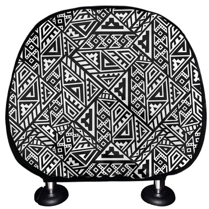 Black And White African Inspired Print Car Headrest Covers