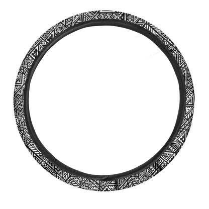 Black And White African Inspired Print Car Steering Wheel Cover