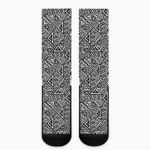 Black And White African Inspired Print Crew Socks