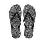 Black And White African Inspired Print Flip Flops