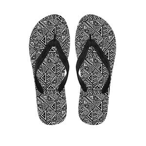 Black And White African Inspired Print Flip Flops