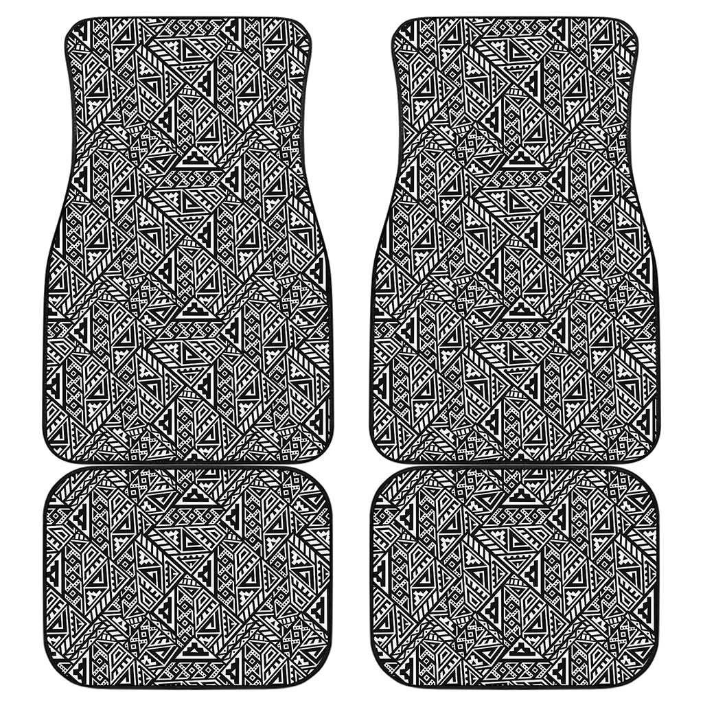 Black And White African Inspired Print Front and Back Car Floor Mats
