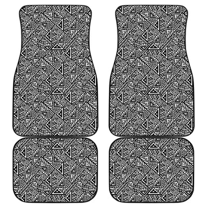 Black And White African Inspired Print Front and Back Car Floor Mats