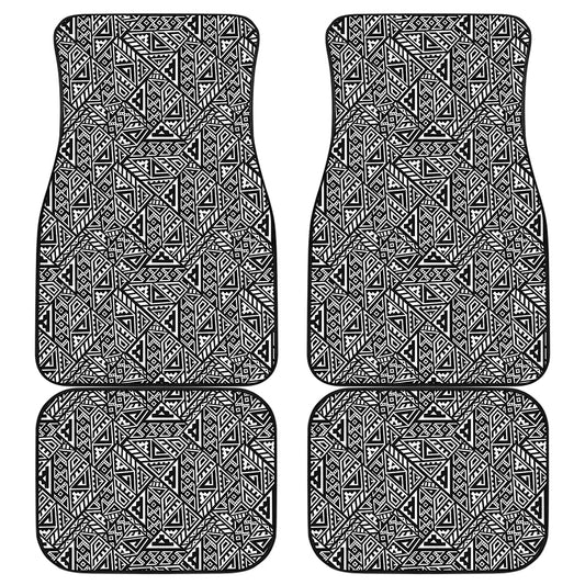 Black And White African Inspired Print Front and Back Car Floor Mats