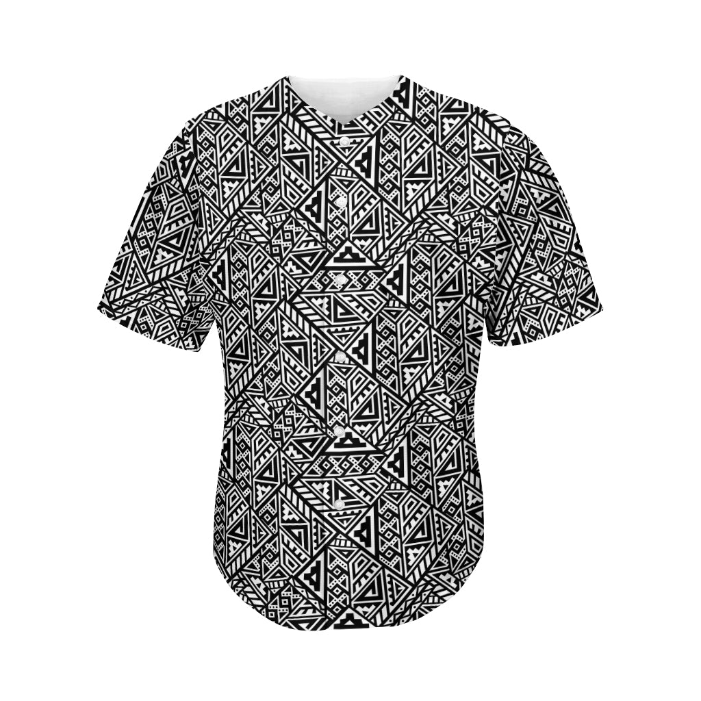 Black And White African Inspired Print Men's Baseball Jersey