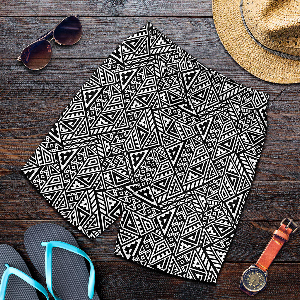 Black And White African Inspired Print Men's Shorts
