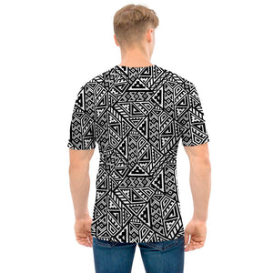 Black And White African Inspired Print Men's T-Shirt