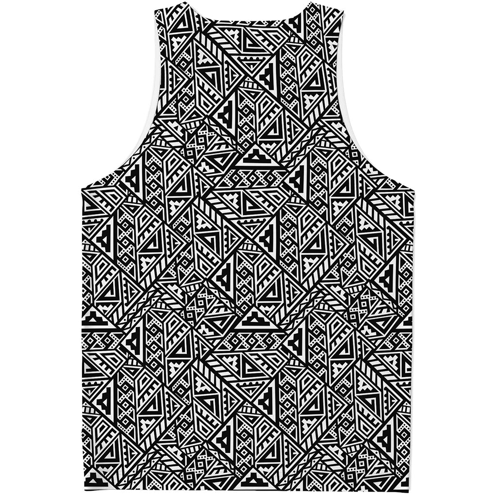 Black And White African Inspired Print Men's Tank Top