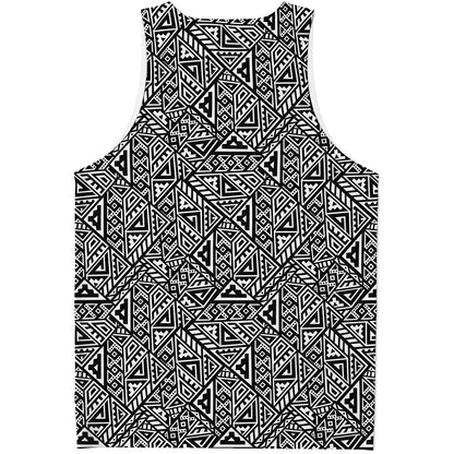 Black And White African Inspired Print Men's Tank Top