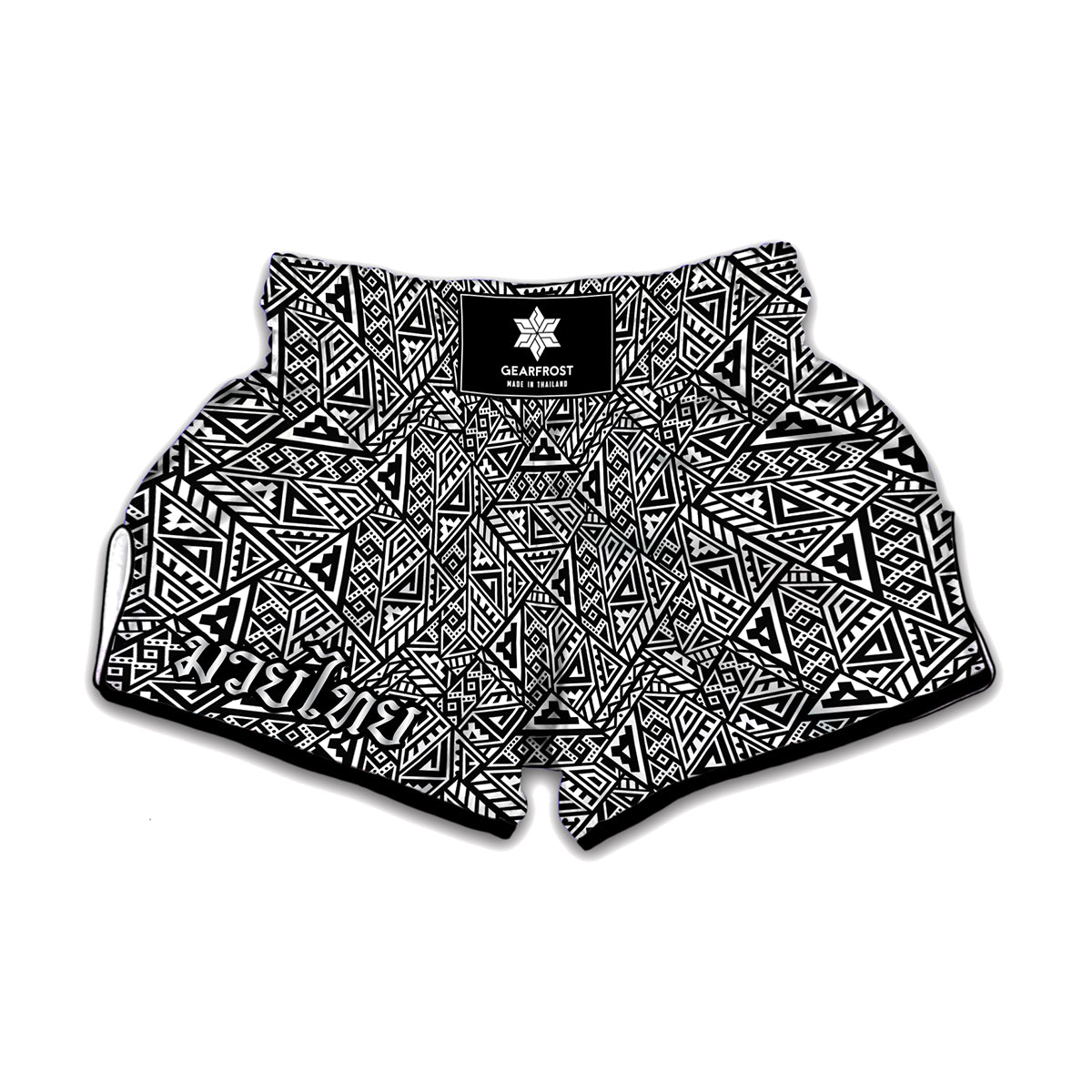 Black And White African Inspired Print Muay Thai Boxing Shorts