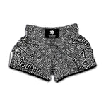 Black And White African Inspired Print Muay Thai Boxing Shorts