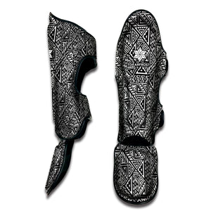 Black And White African Inspired Print Muay Thai Shin Guard